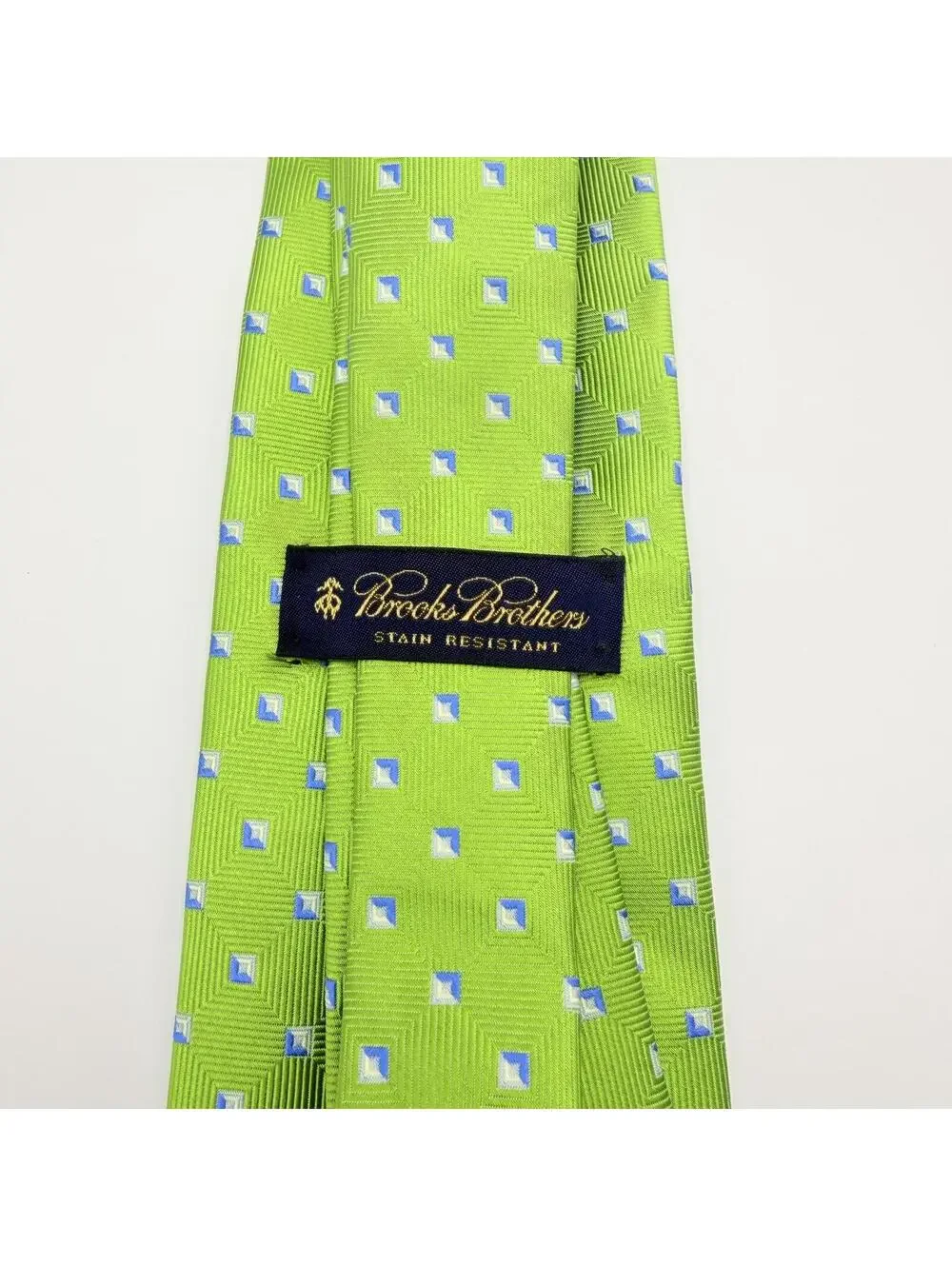 Brooks Brothers Tie Men's Green Geometric Stain Resistant